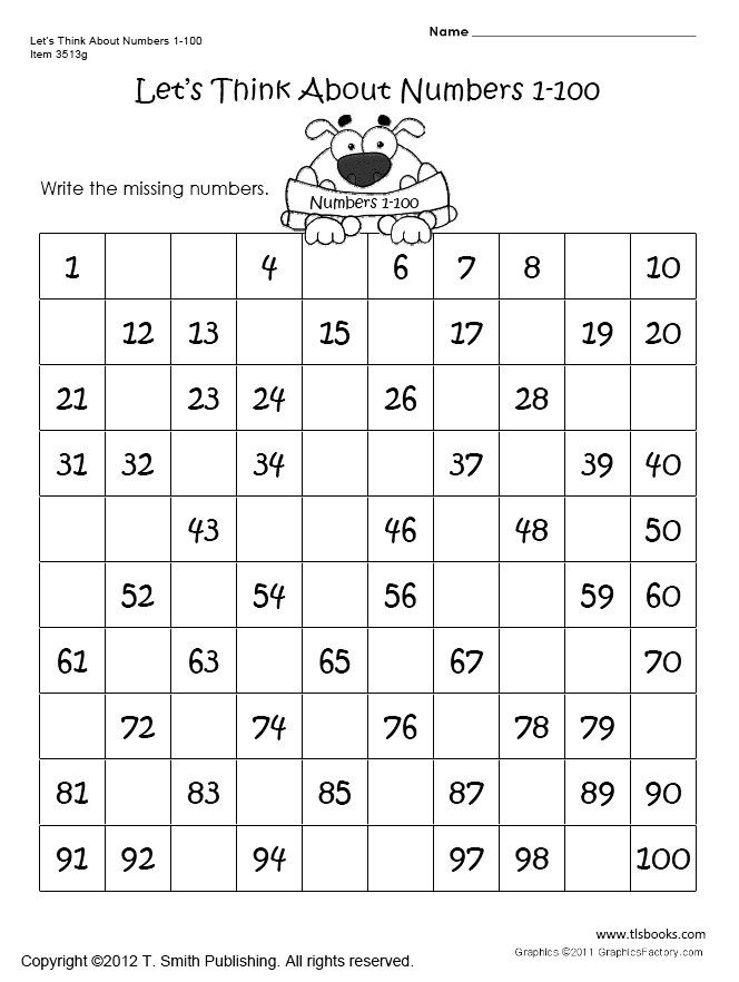 numbers to 100 worksheet