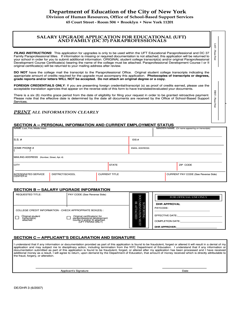 nyc doe paraprofessional salary