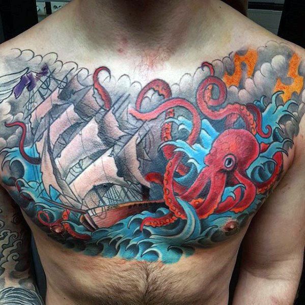 octopus chest tattoo