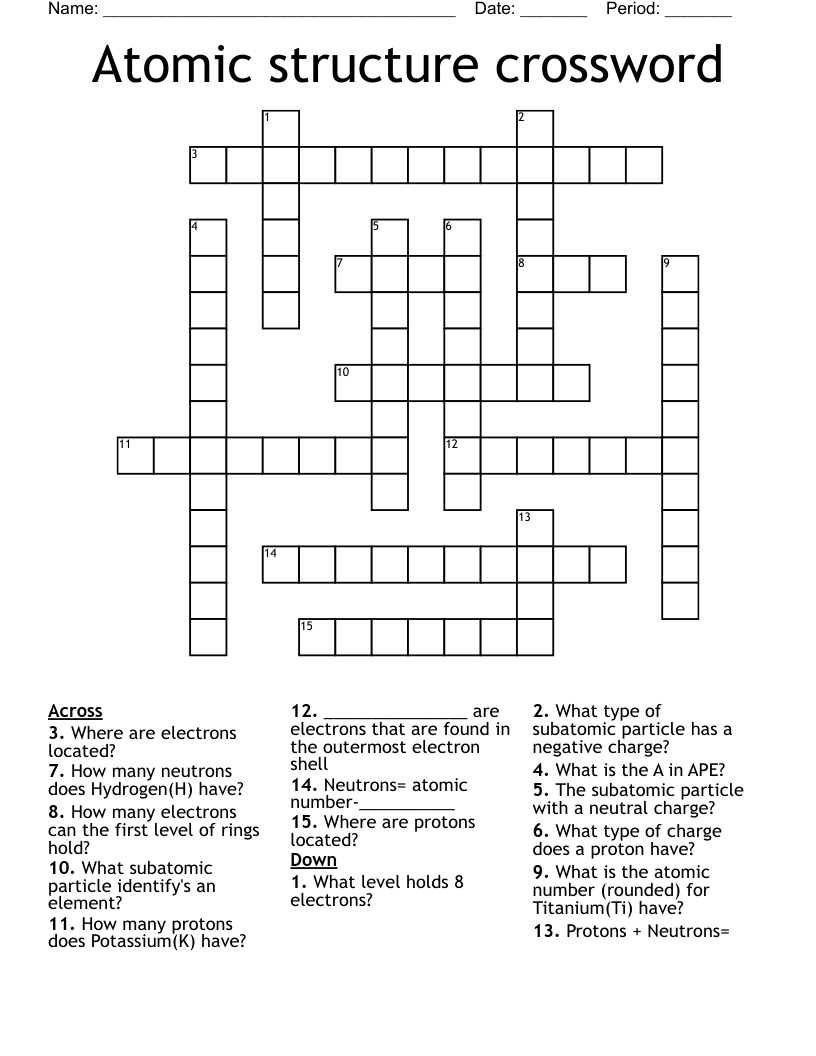 of particles charged crossword