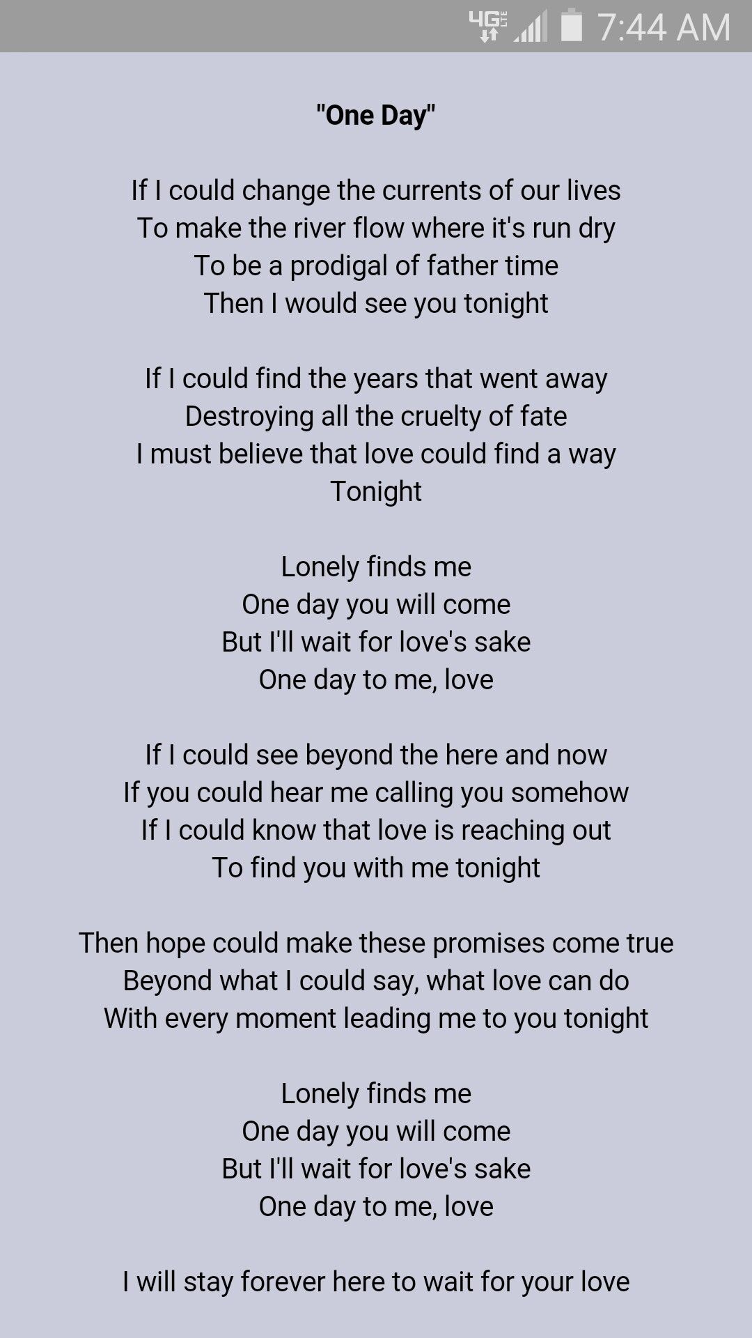 one day song lyrics