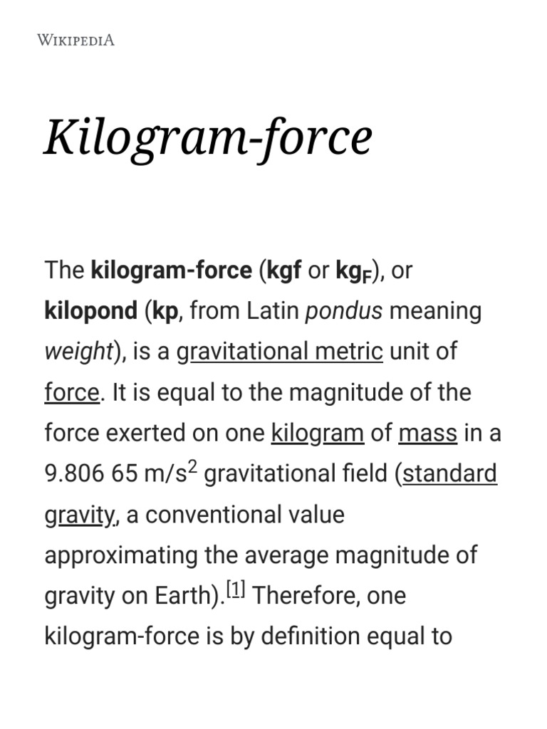 one kilogram force equals to