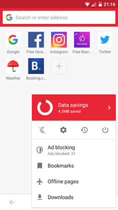 opera mini 21 apk