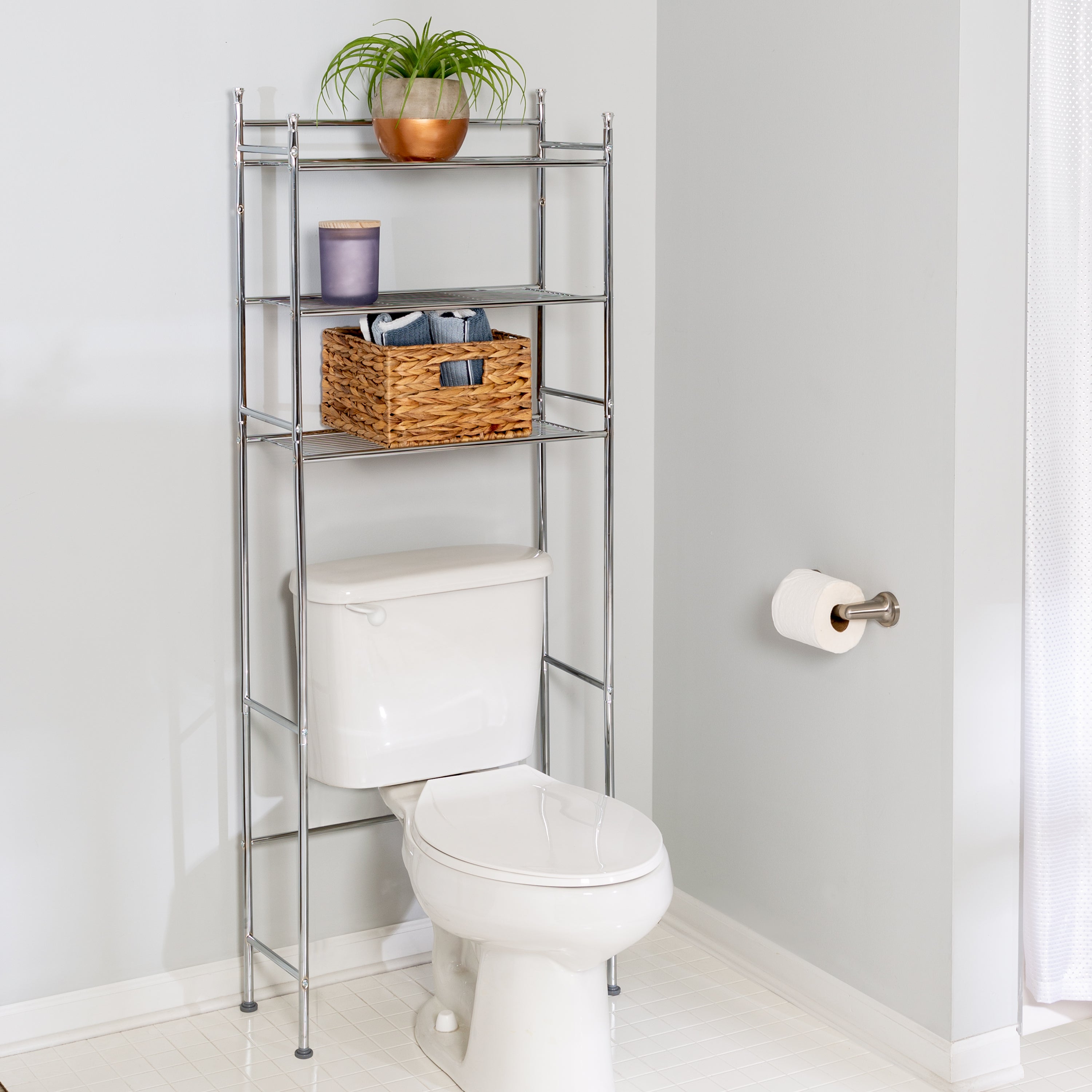 over toilet shelf unit