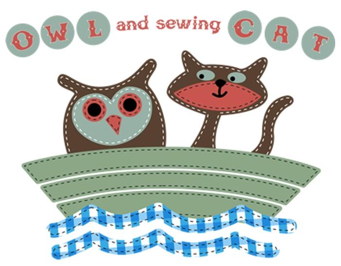 owl sewing cat