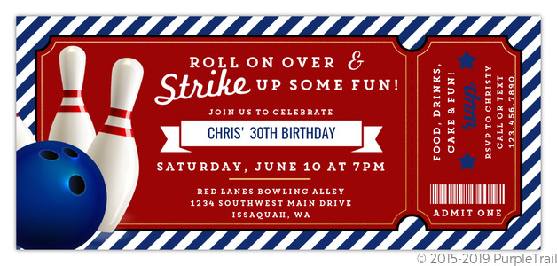 party invitations bowling