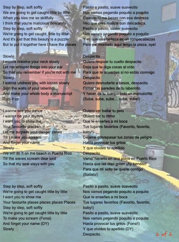 pasito song lyrics in english