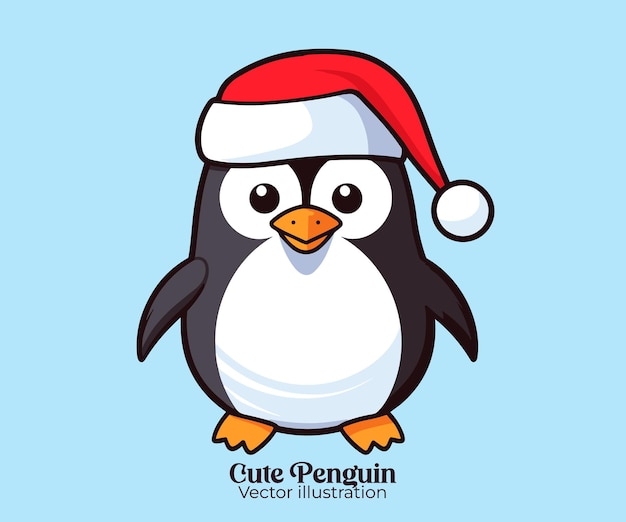 penguin with a santa hat