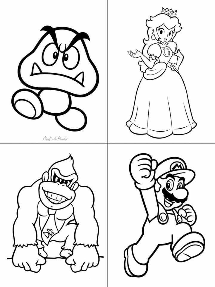 personajes mario bros para colorear