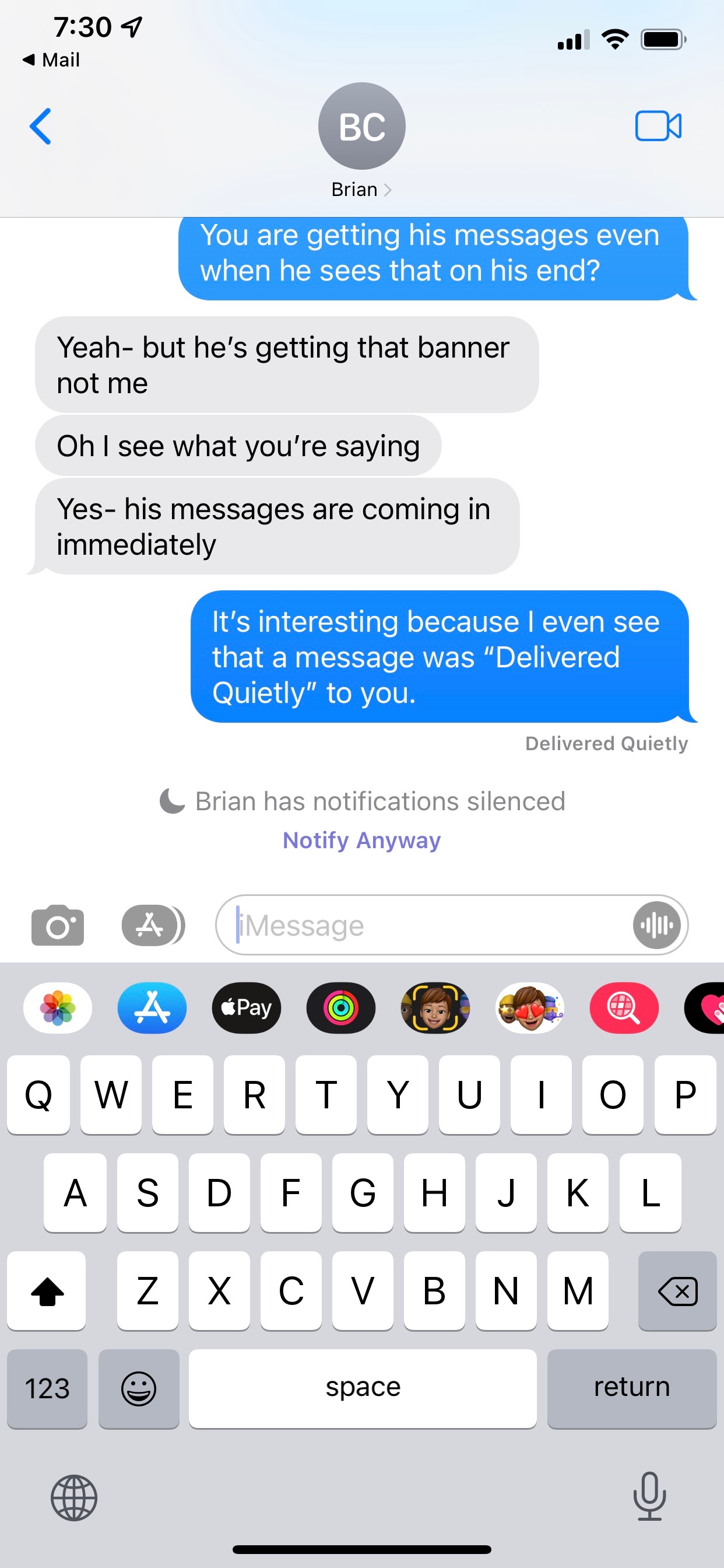 phone saying notifications silenced