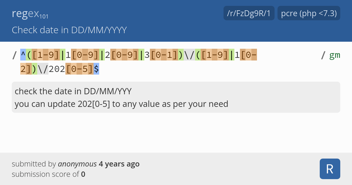 php regex validate date dd mm yyyy
