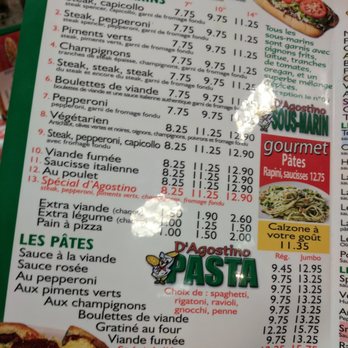 pizza dagostino menu