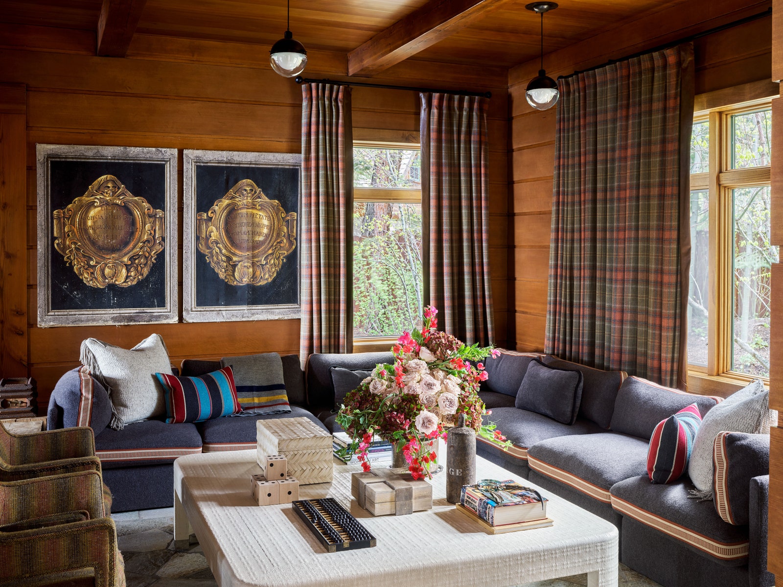 plaid curtains for living room