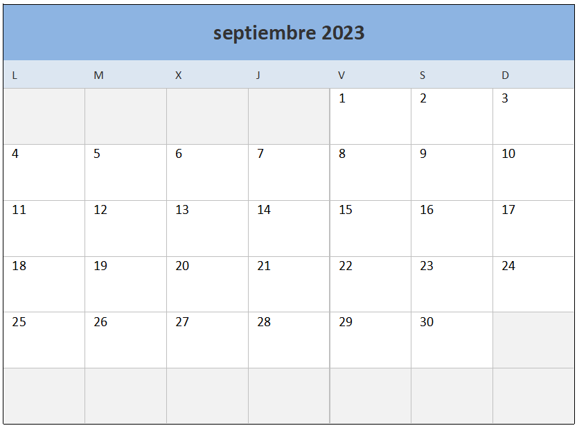 plantillas calendario excel 2023