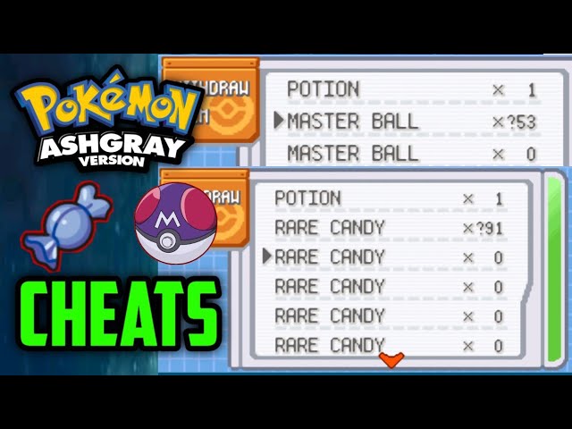 pokemon ash gray cheats master ball