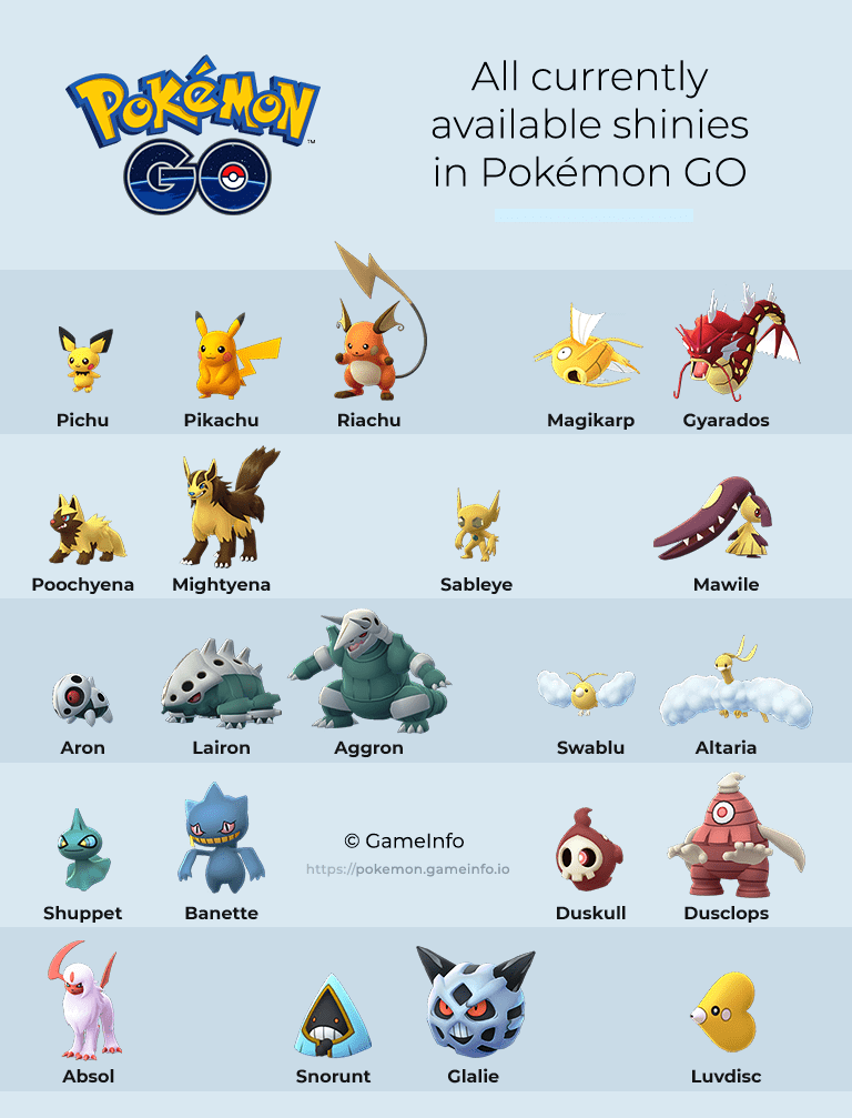 pokemon go shiny pokemon list