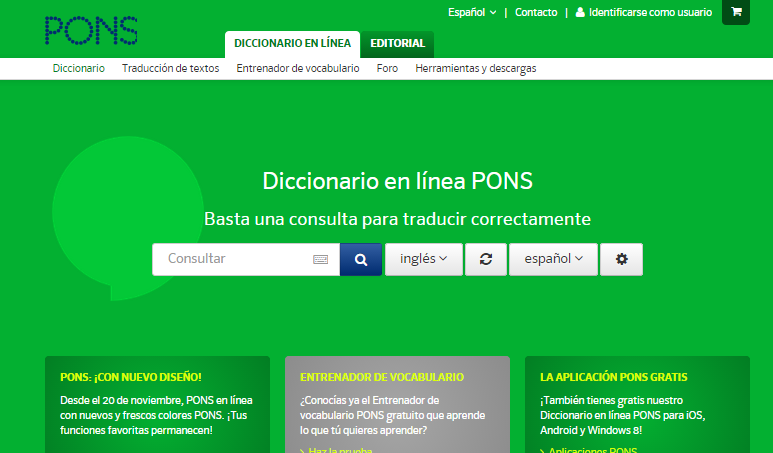 pons diccionario