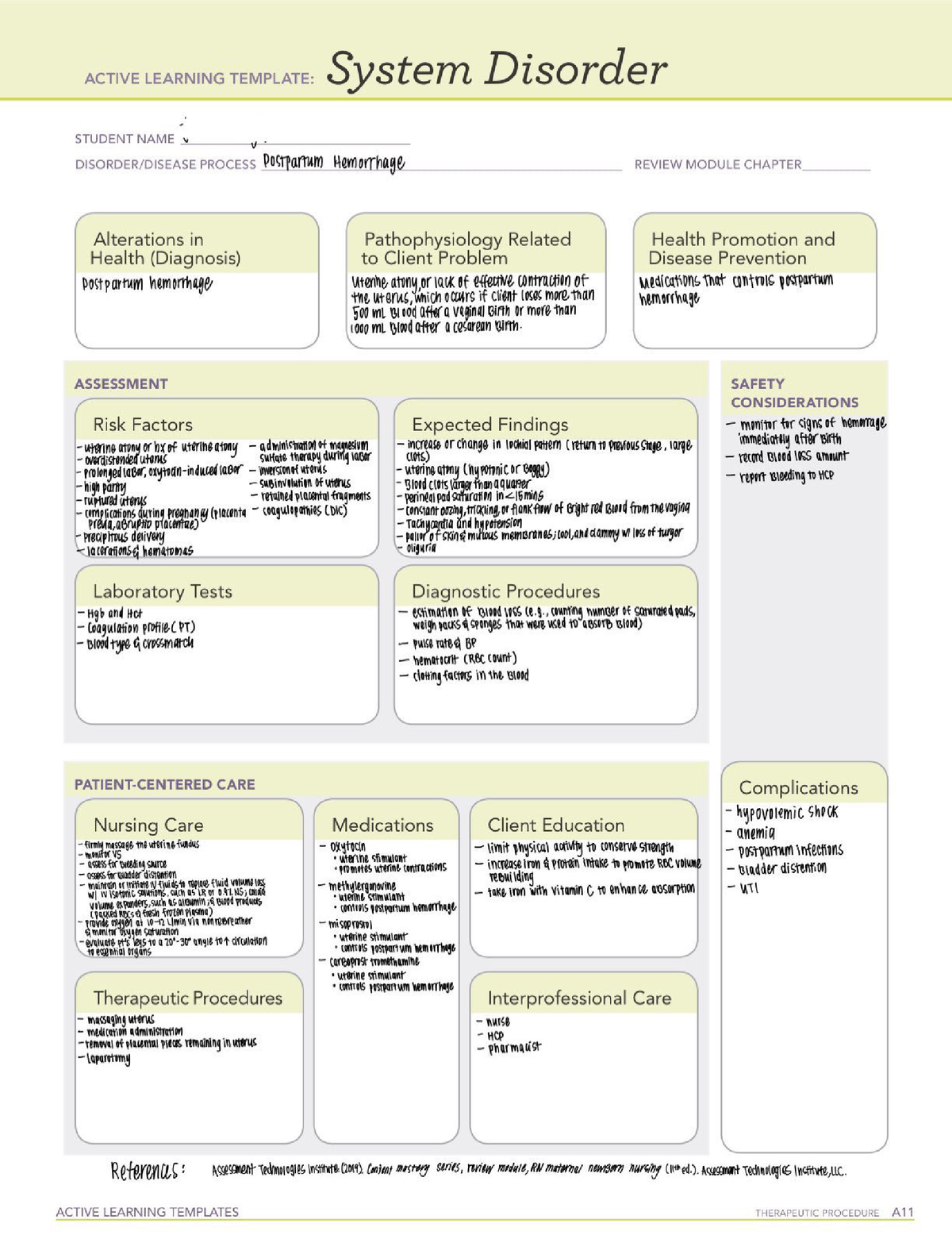 postpartum hemorrhage ati