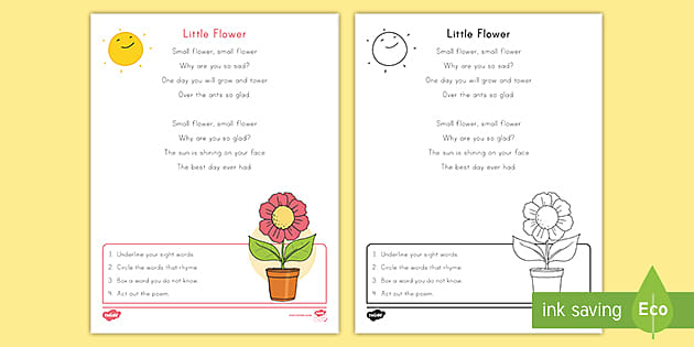 preschool flower poem