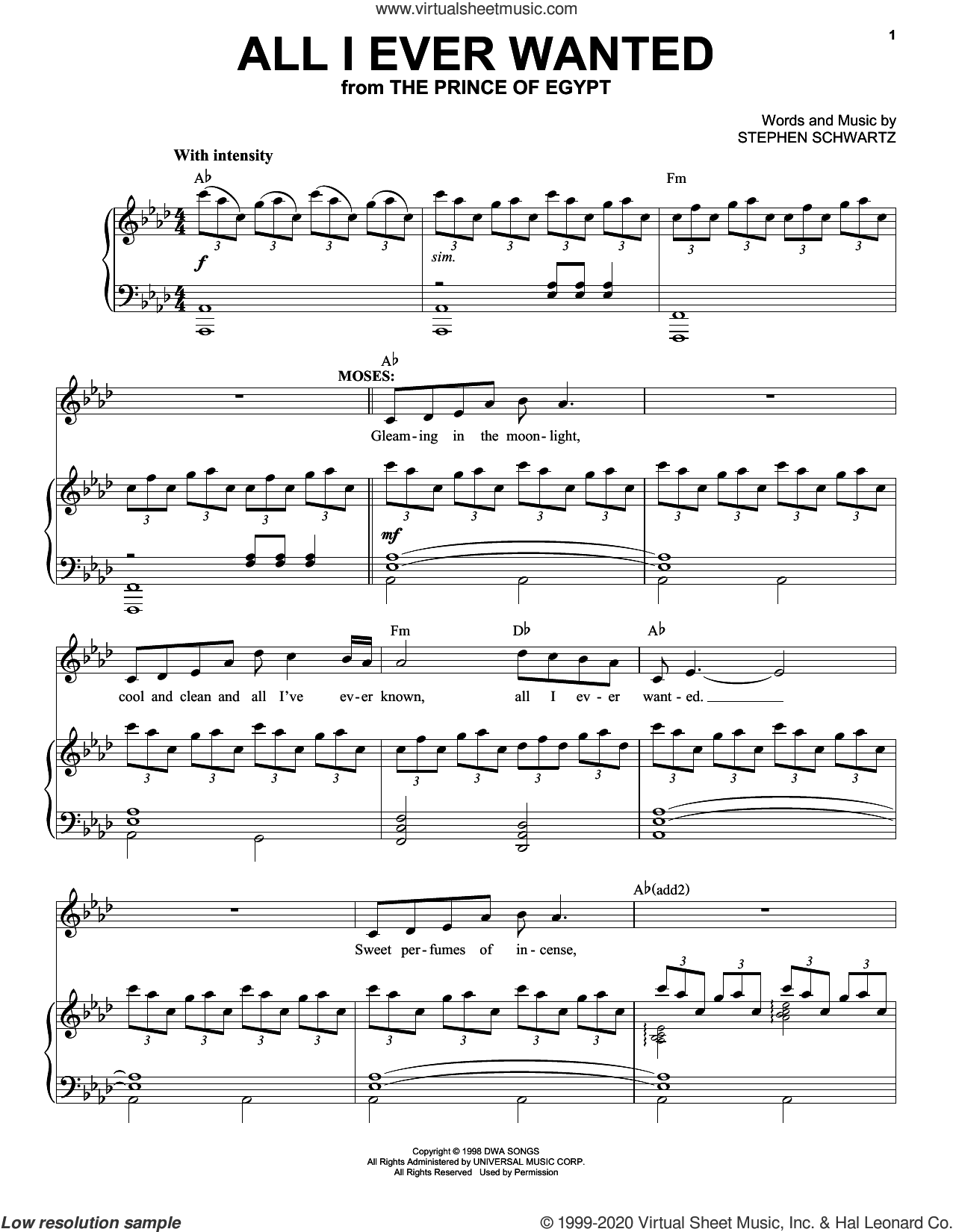 prince of egypt piano sheet music