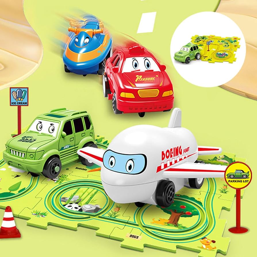 puzzle track car play set