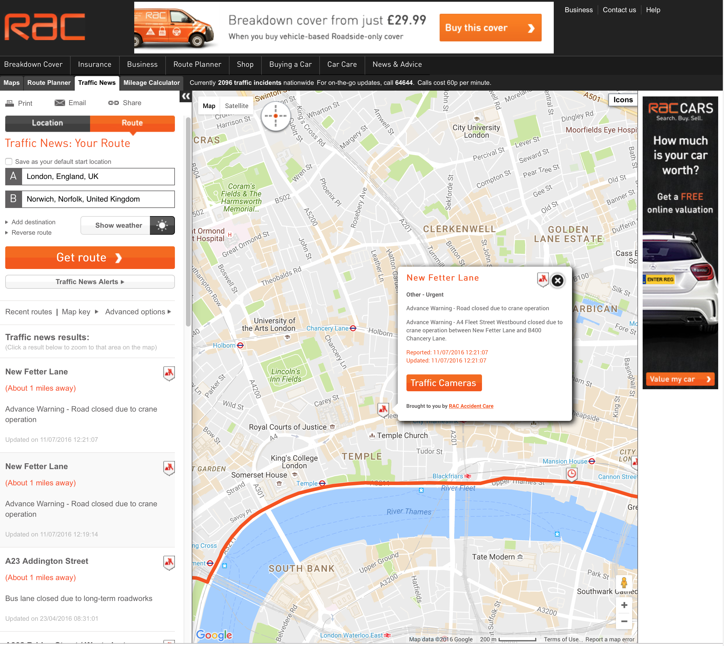 rac journey planner uk