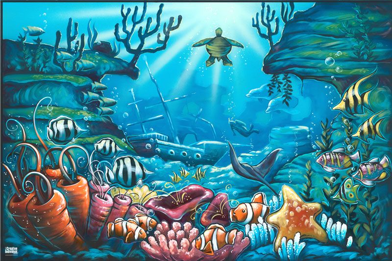 realistic underwater scene drawing