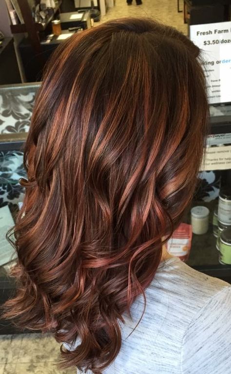 red brown hair color with highlights