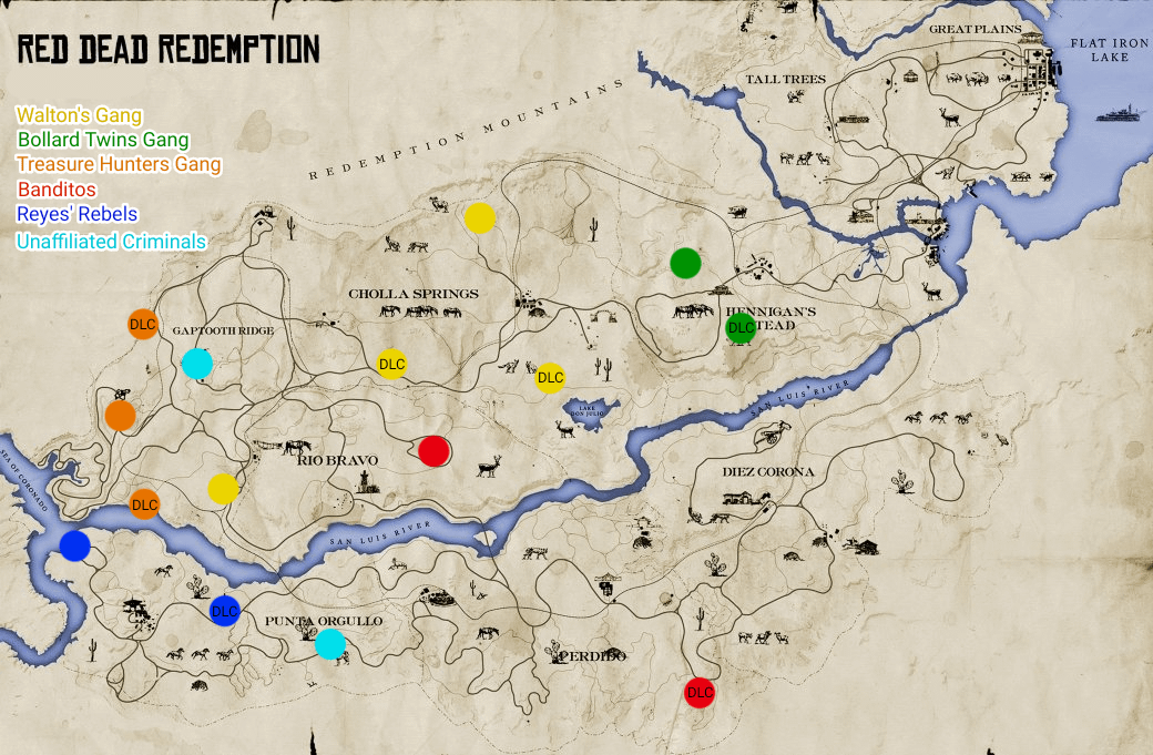 red dead redemption gang hideouts