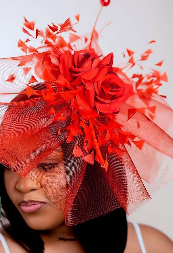 red fascinators for hair