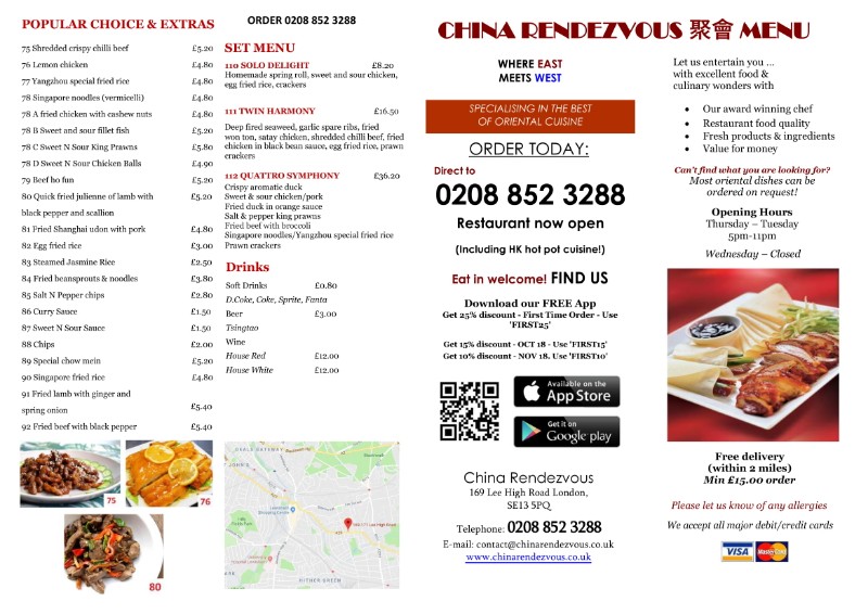 rendezvous chinese restaurant menu