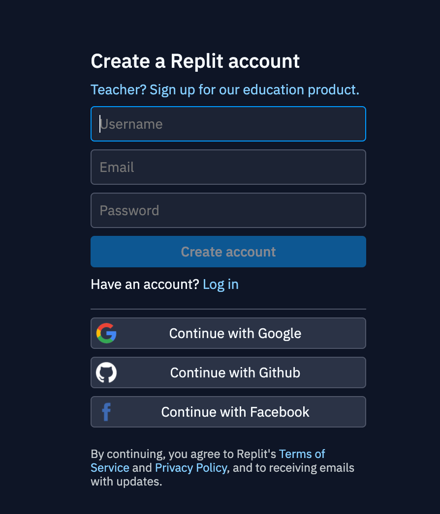 replit login