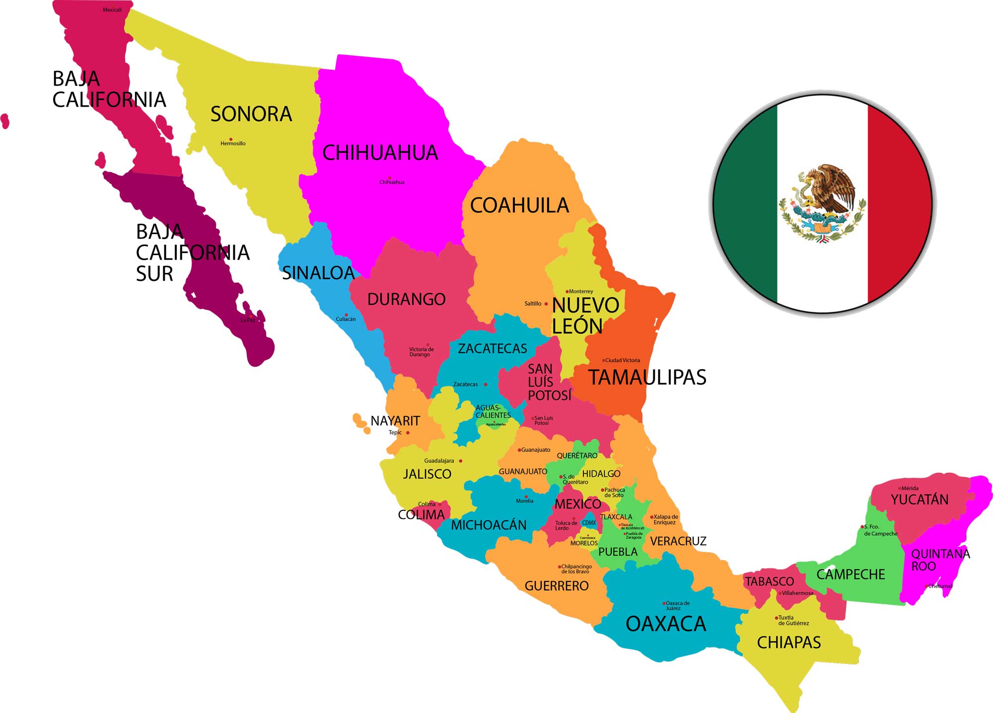 republica mexicana con nombres grande