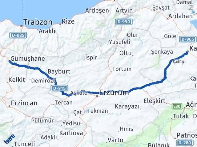 rize gümüşhane arası kaç km