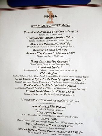 rob roy hotel menu