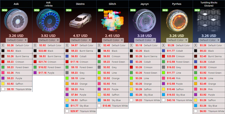 rocket league trading ps4 prices