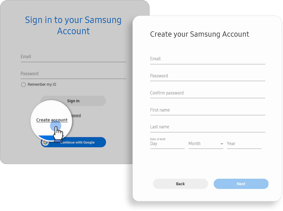 samsung account sign up