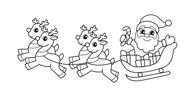 santa in sleigh coloring page