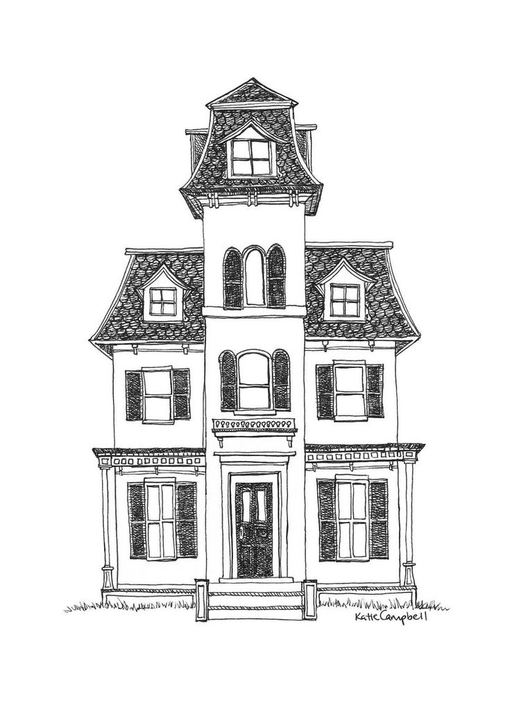 scary house drawing