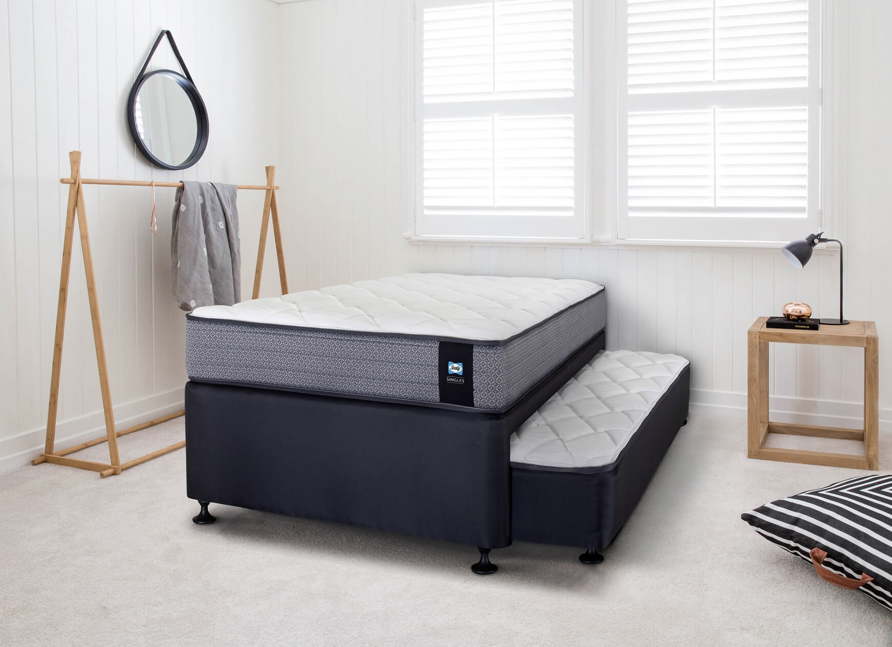 sealy king single trundle bed