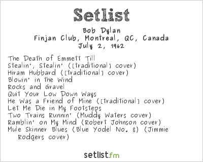 setlist bob dylan