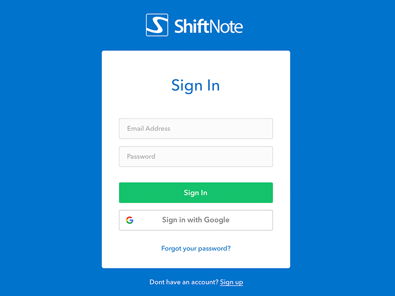 shiftnote login