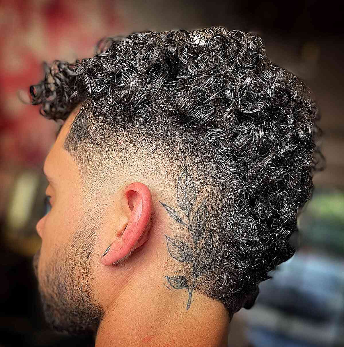 short curly hair burst fade