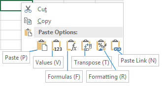 shortcut to paste values