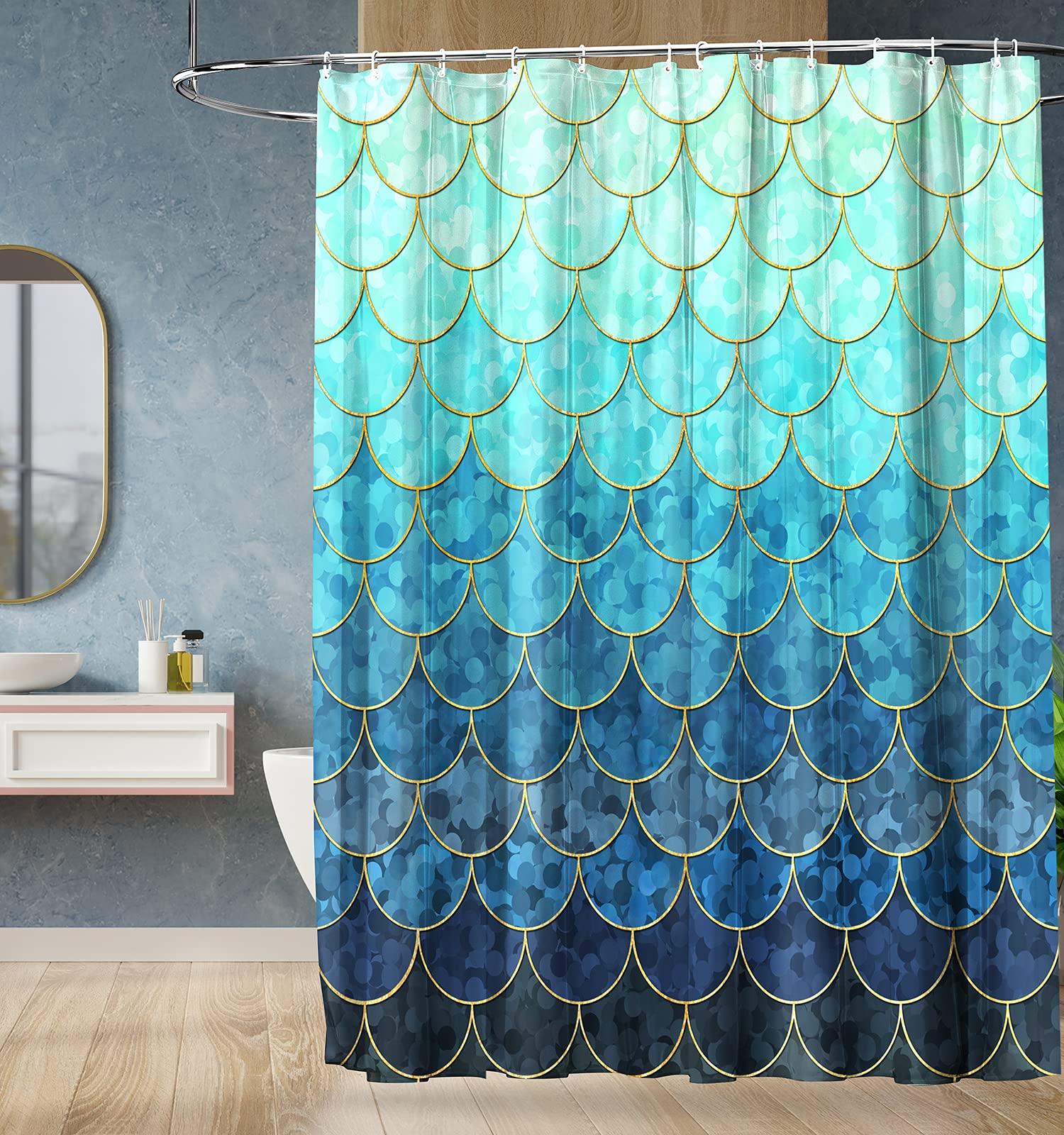 shower curtains in blue