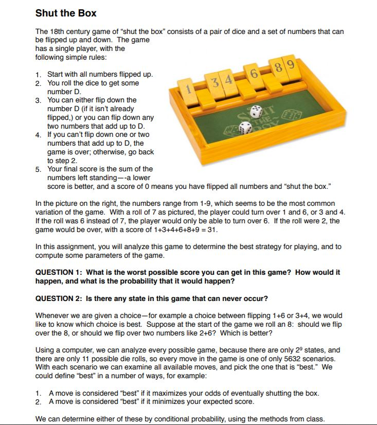 shut the box game instructions