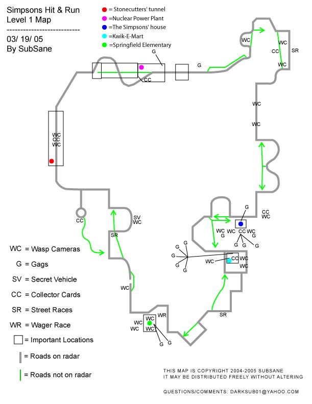 simpsons hit and run map