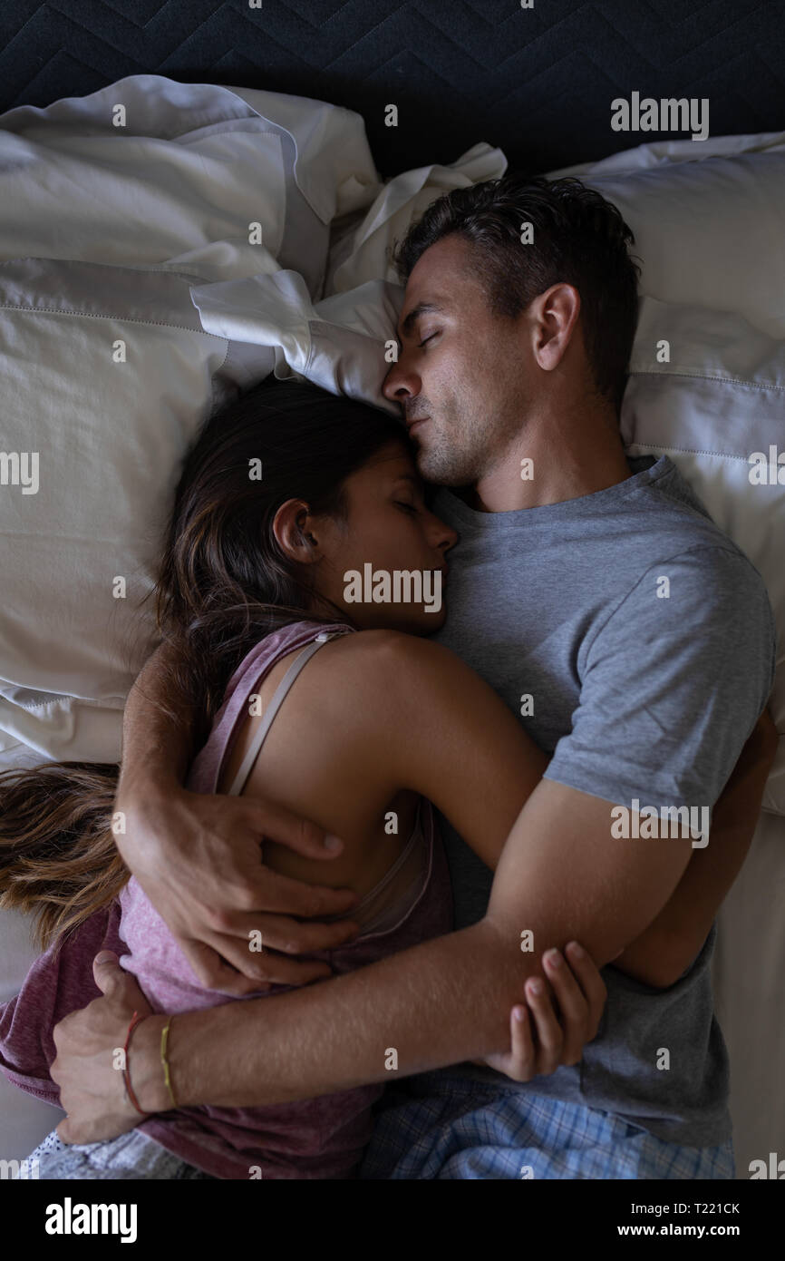 sleeping couple hug pic