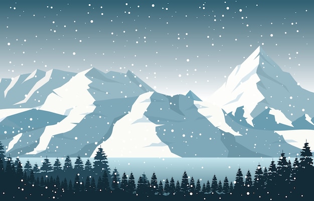 snowy mountains vector