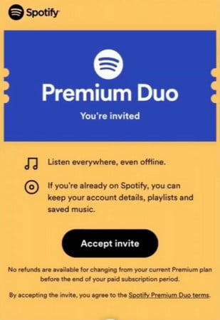 spotify duo invite